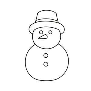 Snögubbe med hatt och knappar målarbild
