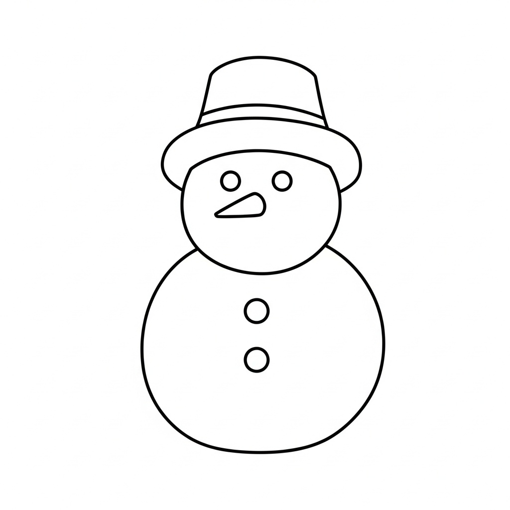Snögubbe med hatt och knappar målarbild