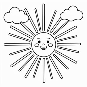 Sommarmålarbild med leende sol
