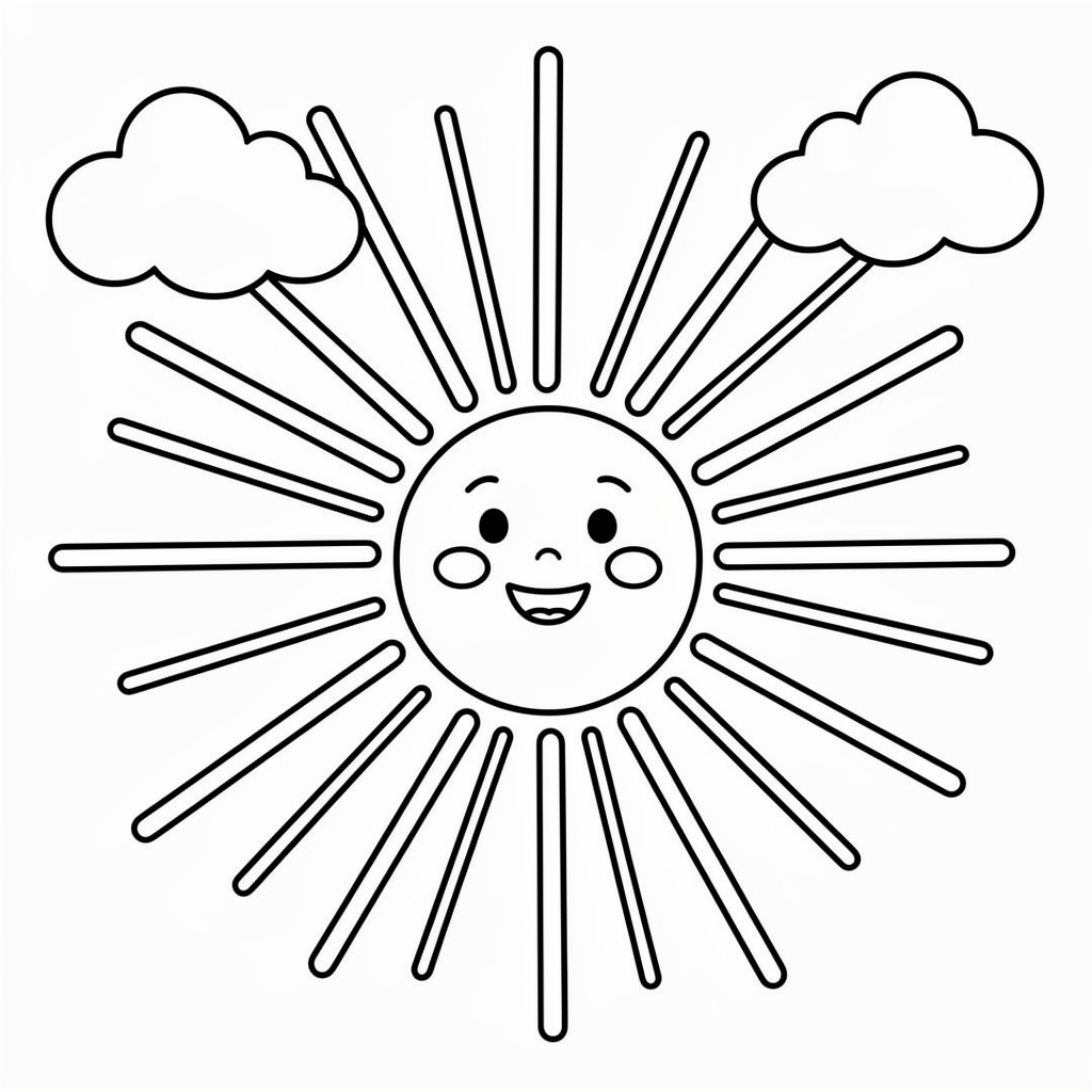 Sommarmålarbild med leende sol
