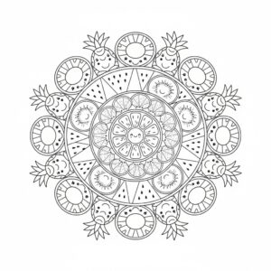 Somrig mandala med leende frukter