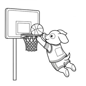 Söt basketspelande hund att färglägga