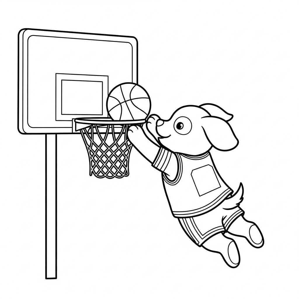 Söt basketspelande hund att färglägga
