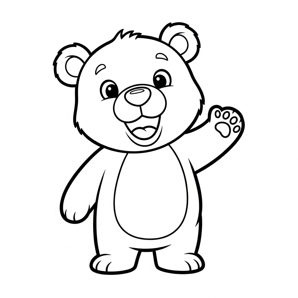 Söt nalle målarbild i gullig stil