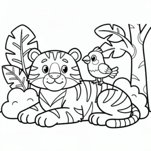Vilda tigrar och tigerungar i djungeln målarbild