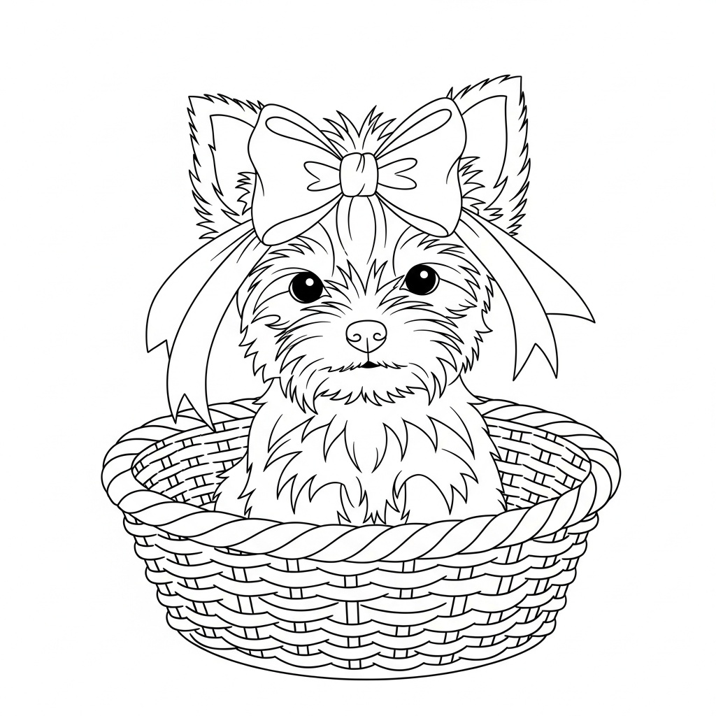 Söt yorkshireterrier i en porslinstekopp
