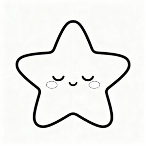 Sovande stjärna med mjuka former kawaii målarbild