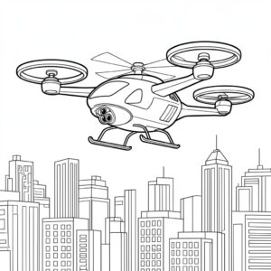 Speciell drönarhelikopter framtidsmålarbild