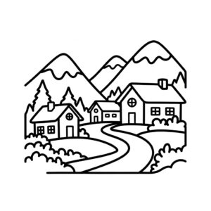 Städer: liten by vid foten av bergen