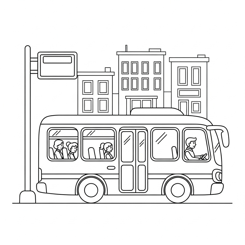 Stadsbuss vid hållplats