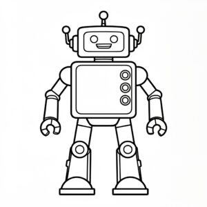 Stark robot målarbild med knappar