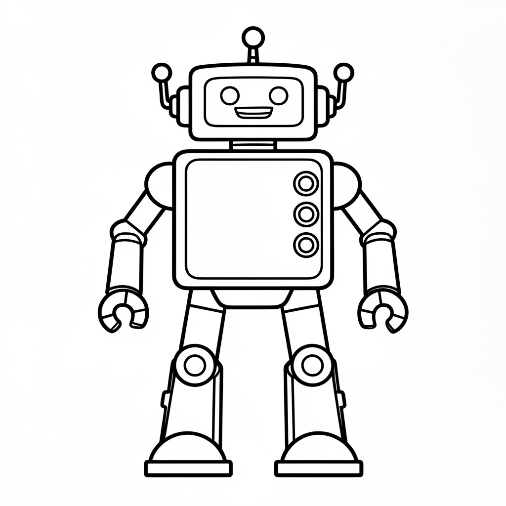 Stark robot målarbild med knappar