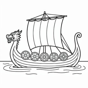 Stolt vikingaskepp på de höga vågorna