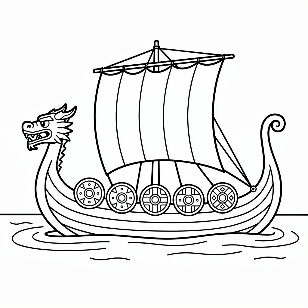Stolt vikingaskepp på de höga vågorna