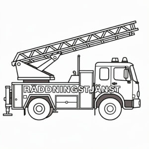 Stor svensk brandbil med stege