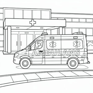 Svensk ambulans vid sjukhusets entré