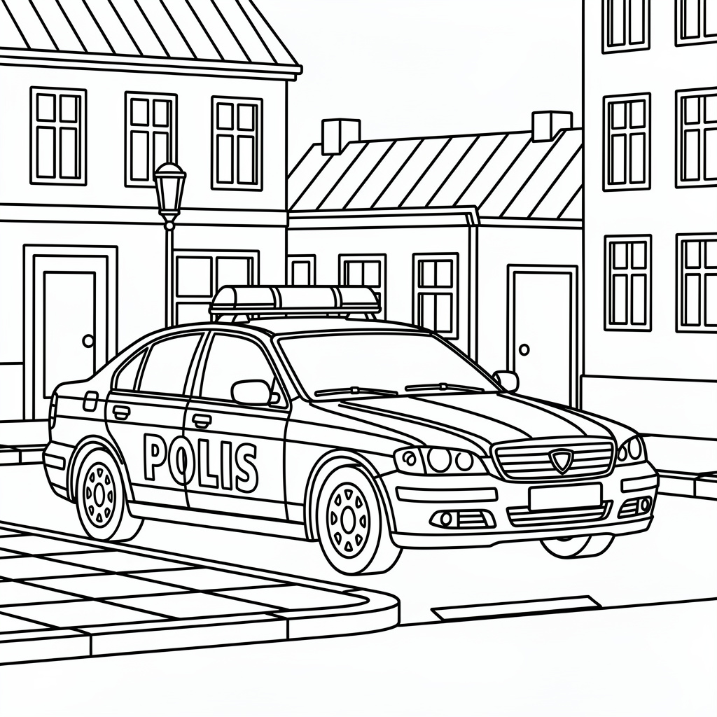 Svensk polisbil som patrullerar i staden