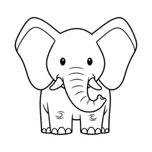 Tecknad elefant målarbild med stora öron