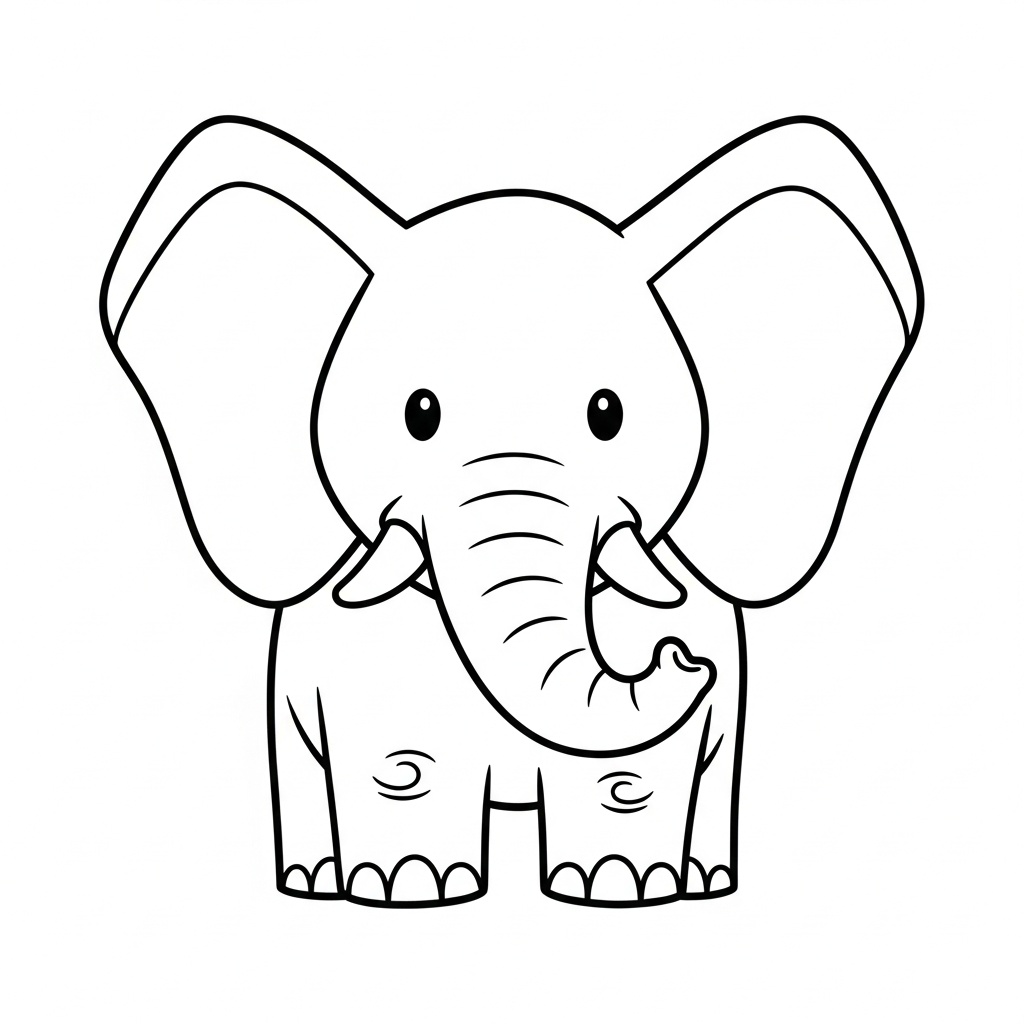 Tecknad elefant målarbild med stora öron
