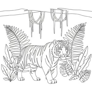 Tigermålning i den täta djungeln