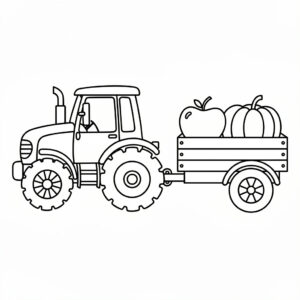 Traktor med släp målarbild