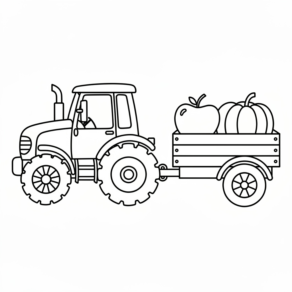 Traktor med släp målarbild
