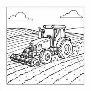 Traktor på åkern målarbild