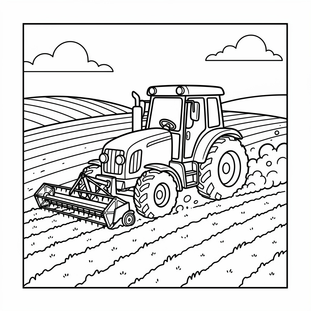 Traktor på åkern målarbild