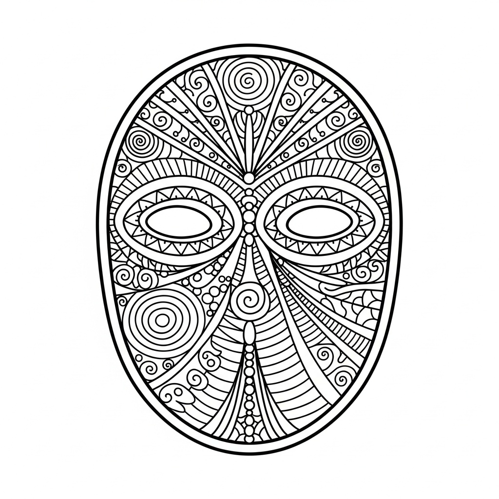 Tribal mask med zentangle-mönster