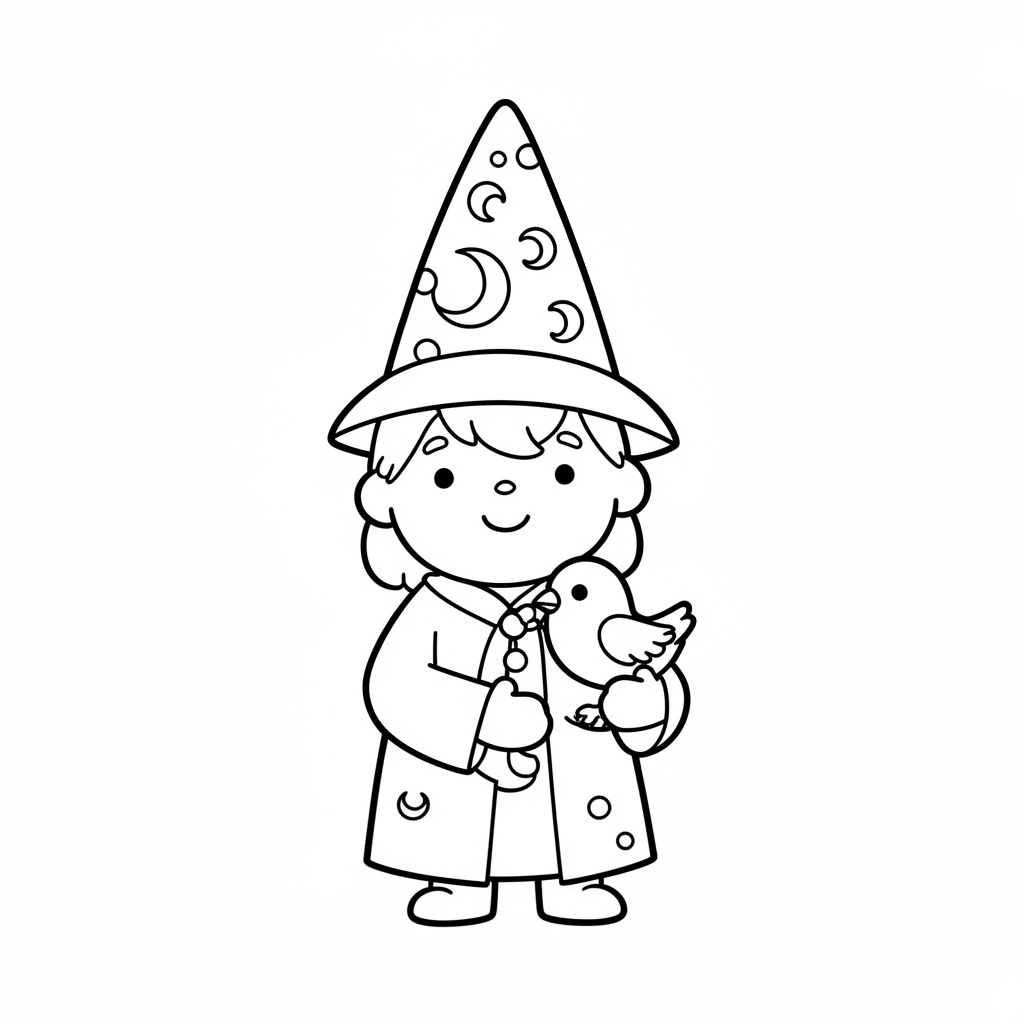Trollkarl målarbild med hatt för förskolebarn