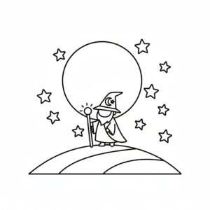 Trollkarl under stjärnhimlen målarbild