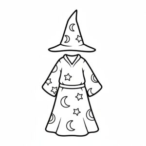 Trollkarlskappa och spetsig hatt målarbild