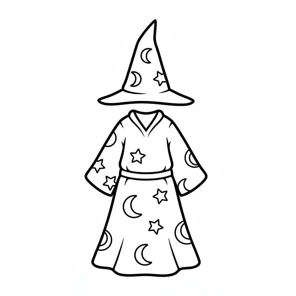 Trollkarlskappa och spetsig hatt målarbild
