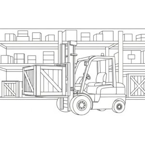 Truck med gafflar – gratis PDF målarbild