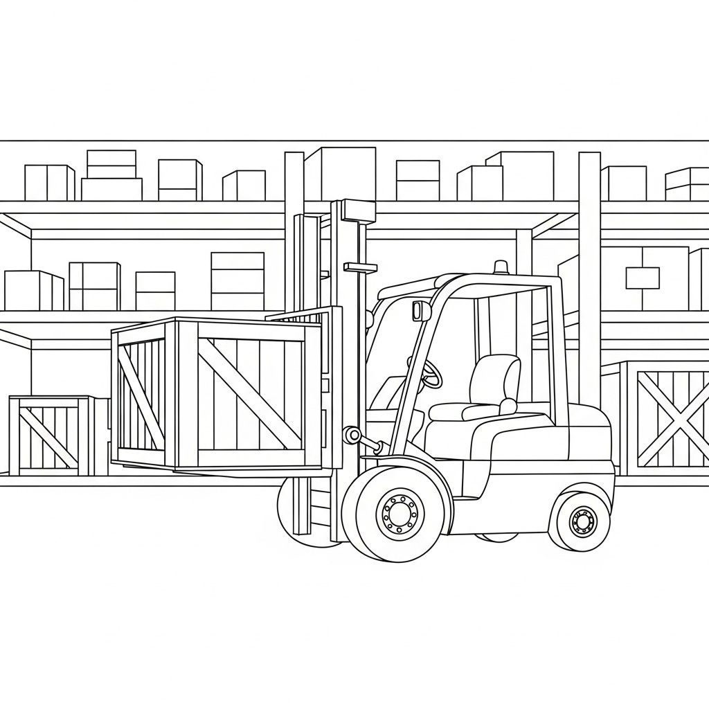 Truck med gafflar – gratis PDF målarbild