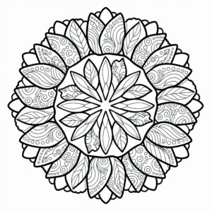 Tulpanmandala målarbild med dekorativa mönster att skriva ut