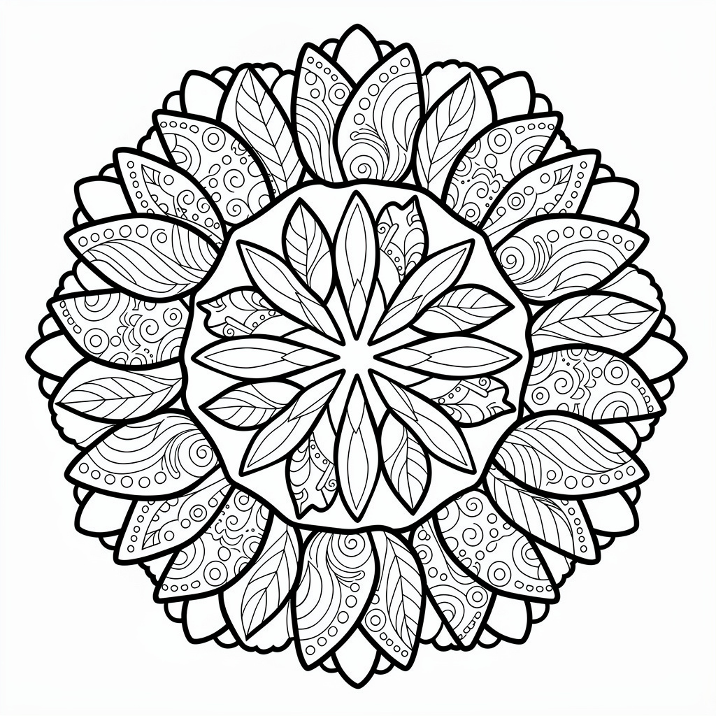 Tulpanmandala målarbild med dekorativa mönster att skriva ut