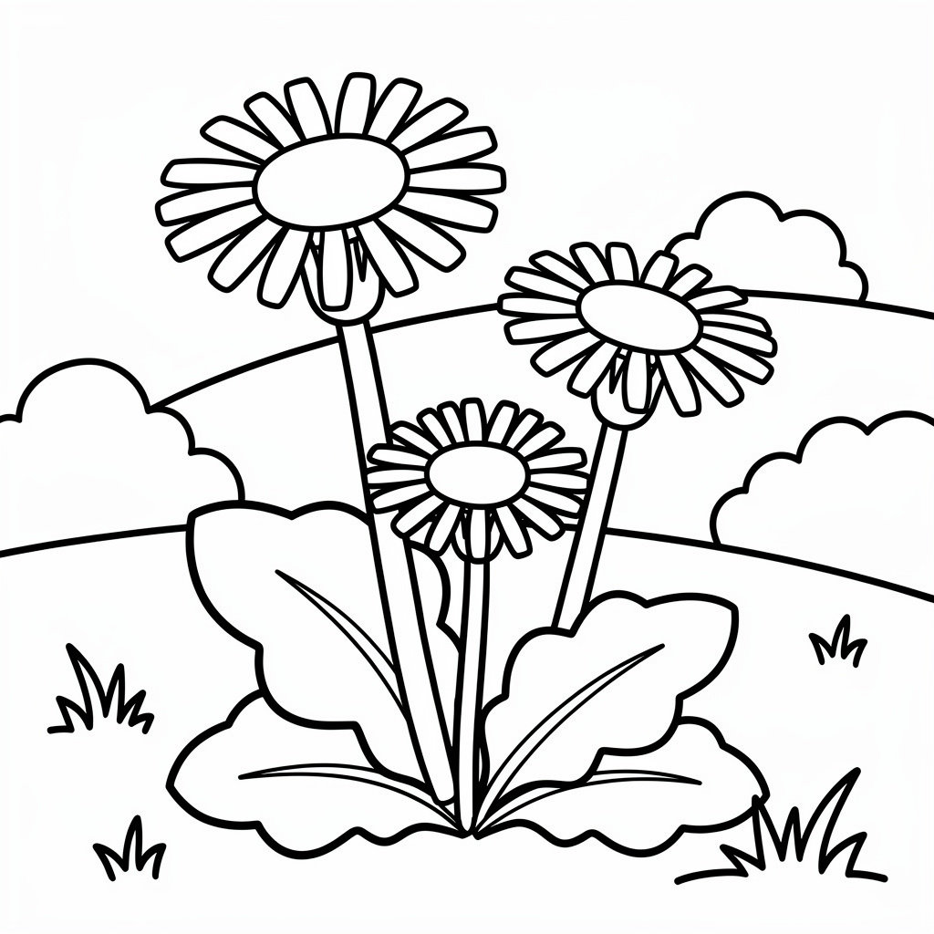 Tussilago-familjen på ängen