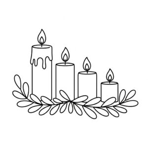 Utskrivbar adventsmålarbild med ljus