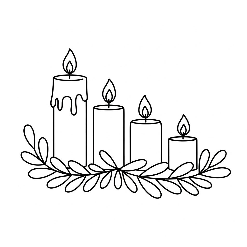 Utskrivbar adventsmålarbild med ljus