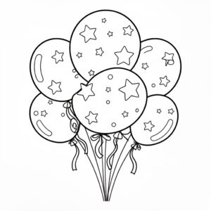 Utskrivbar födelsedagsbild med glada ballonger