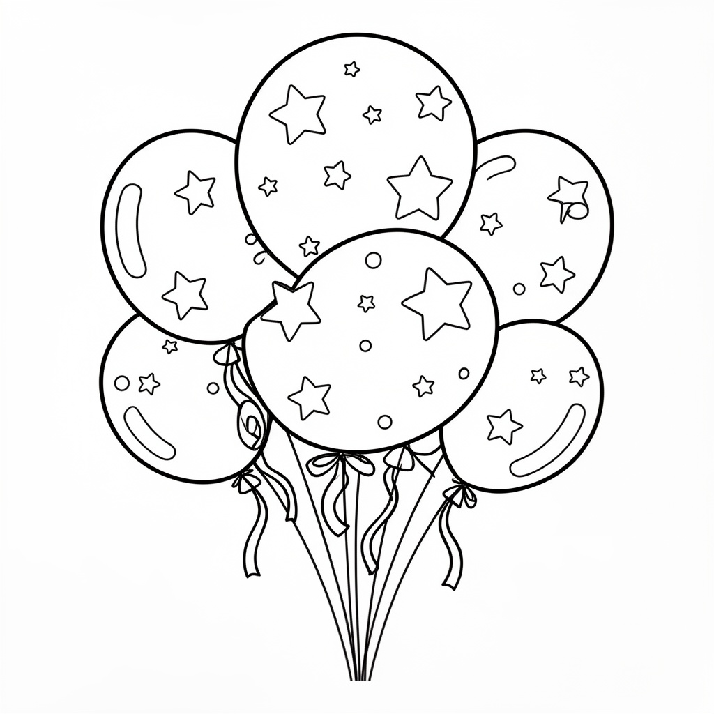 Utskrivbar födelsedagsbild med glada ballonger