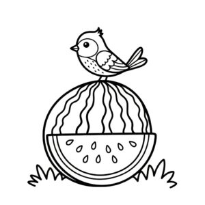 Utskrivbar melonbild med fågel