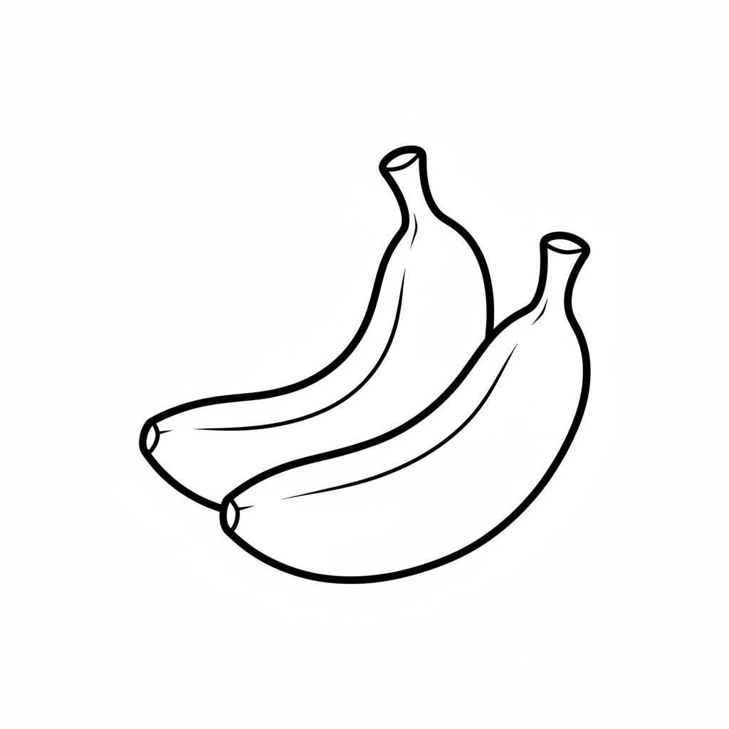 Utskrivbara frukter målarbild med böjd banan