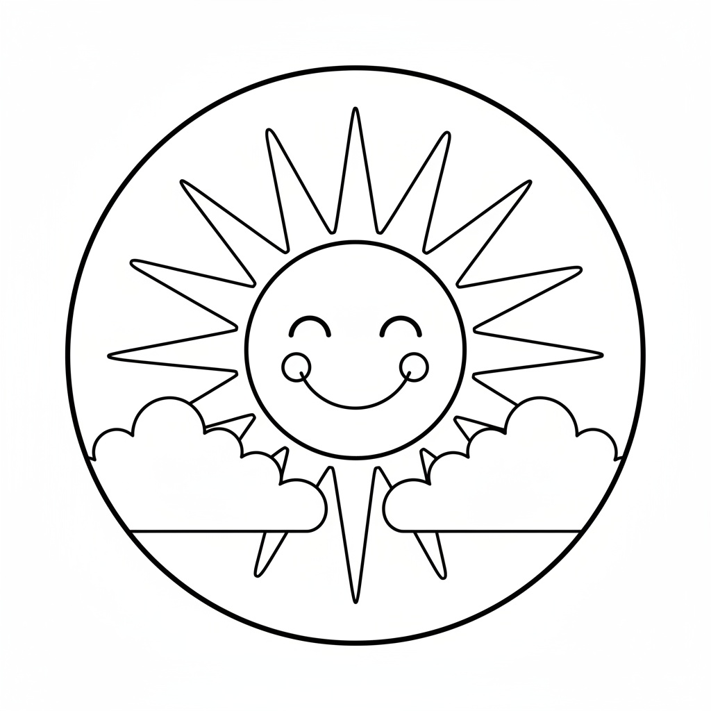 Väder målarbild med leende sol för barn