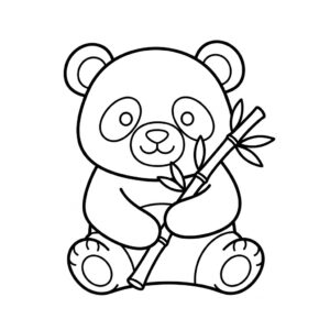 Vänlig panda med bambu kawaii målarbild