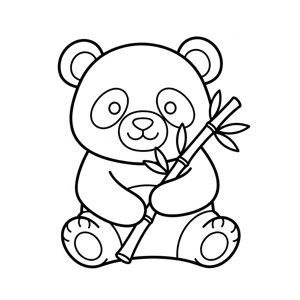 Vänlig panda med bambu kawaii målarbild