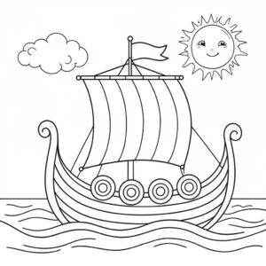 Vänlig vikingabåt i solskenet