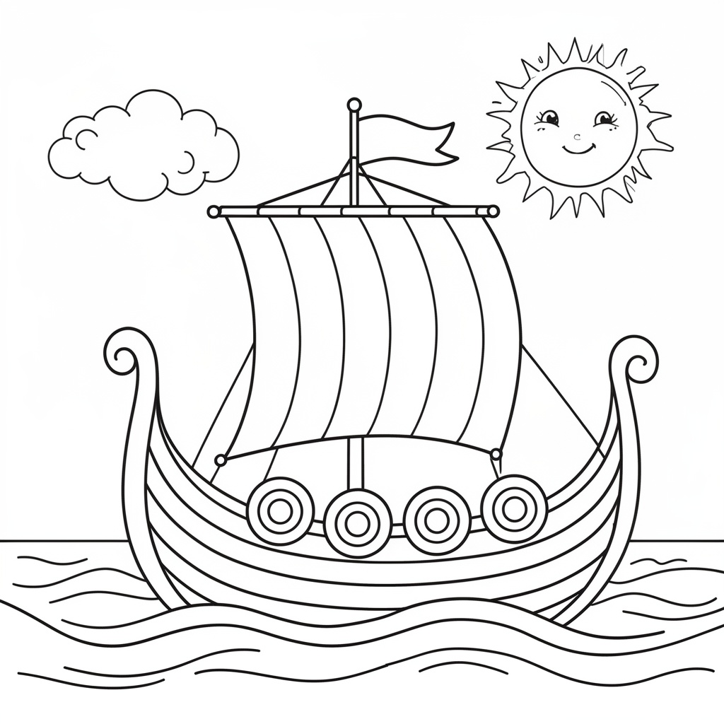 Vänlig vikingabåt i solskenet