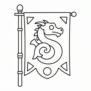 Viking målarbild: flagga med drake